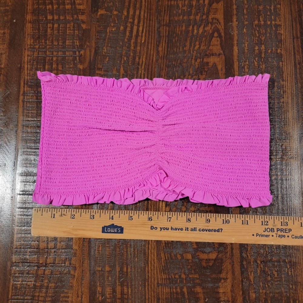 Victorias Secret Medium Pink Ruched Fabric Pullover Bandeau Wrap Top Strapless